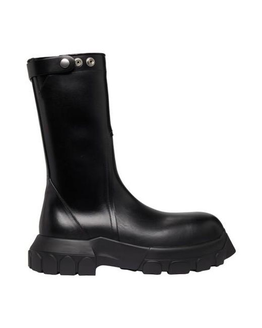 Rick Owens Leather Creeper Bozo Tractor Boots in Black Black (Black ...