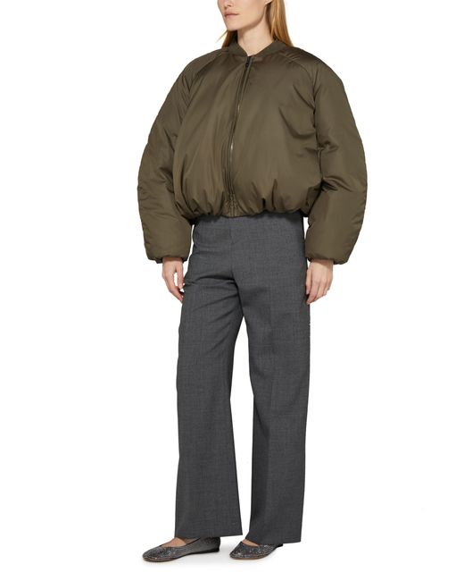 Loewe Green Leather-trimmed Padded Shell Bomber Jacket