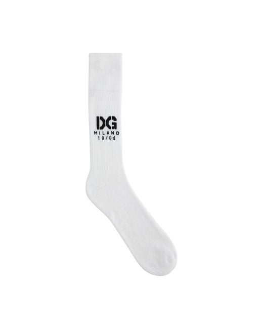 Dolce & Gabbana White Stretch Cotton Socks for men