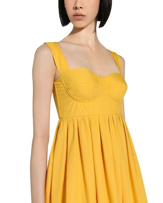 Dolce & Gabbana Yellow Kurzes Korsettkleid aus Baumwolle