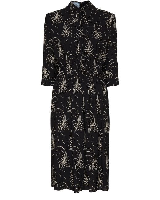 Prada Black 3/4 Sleeve Midi Dress