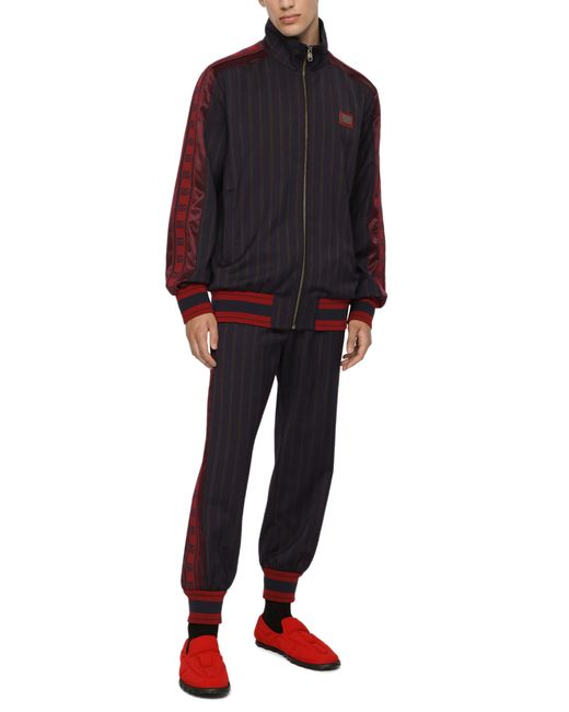 Veste en laine à rayures tennis avec étiquette à logo Dolce & Gabbana pour homme en coloris Black