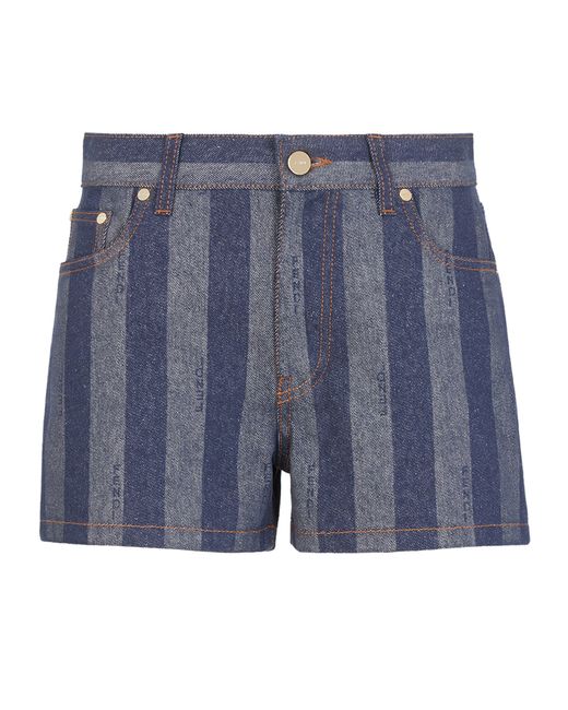Fendi Blue High-Waisted Five-Pocket Short