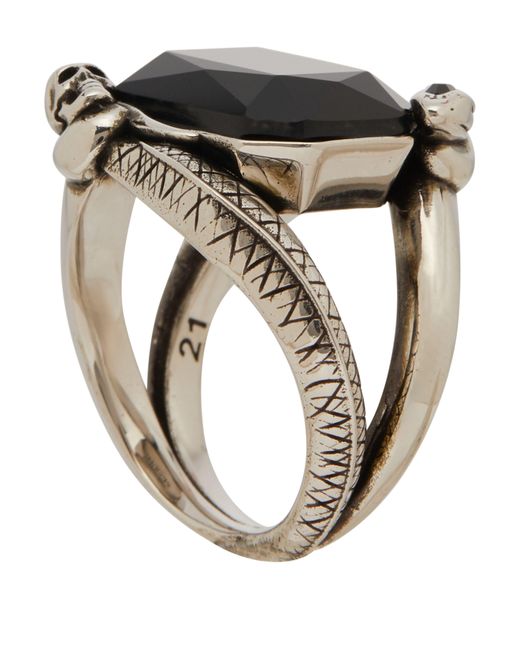 Alexander McQueen Metallic Snake And Skull Ring for men