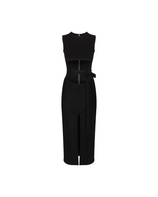 Dolce & Gabbana Black Belted Midi Dress