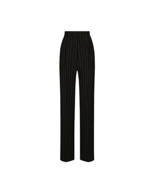 Dolce & Gabbana Black Flared Pinstripe Wool Pants