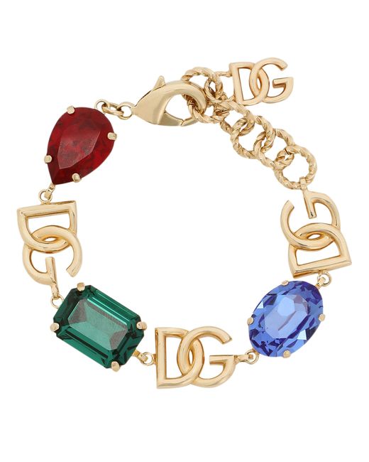 Dolce & Gabbana Blue Bracelet Withlogo And Rhinestones