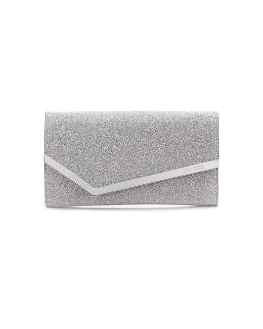 Jimmy Choo Metallic Emmie Glitter Leather Clutch