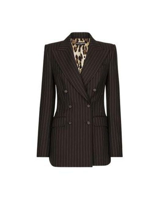 Dolce & Gabbana Black Pinstripe Wool Turlington Jacket