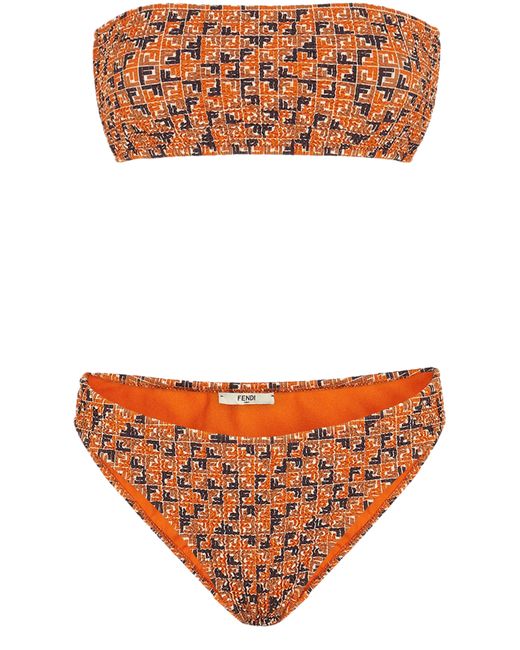 Fendi Orange Bandeau Bikini mit tief sitzenden Slip