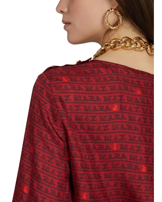 Max Mara Red Printed Silk Blouse Alatri