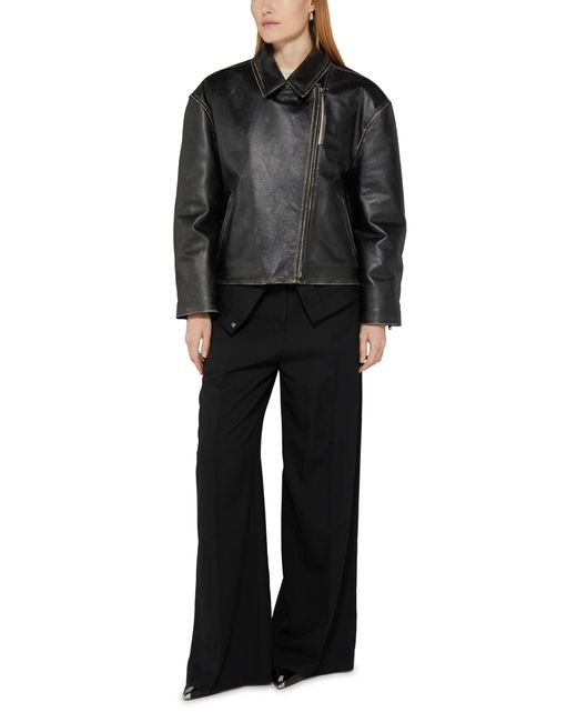 Acne Black Lilket Distressed Leather Jacket