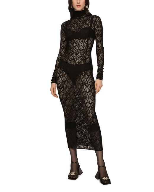 Dolce & Gabbana Black Tulle Calf-length Dress