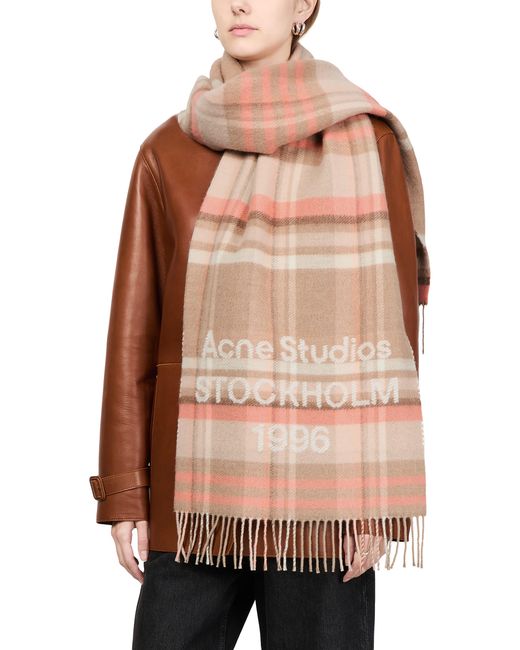 Acne Pink Schal Mit Karo-Logo