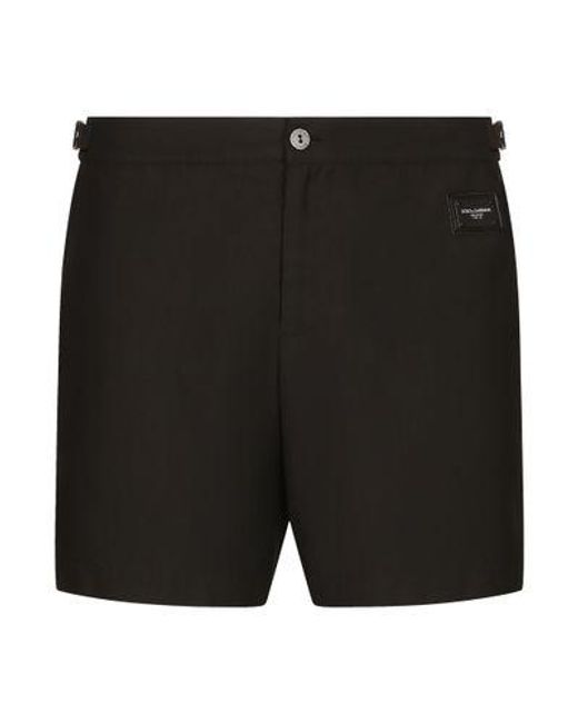 Dolce & Gabbana Black Mid-Length Swim Shorts for men