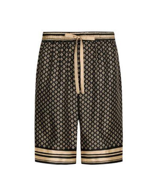 Dolce & Gabbana Black Silk Twill Jogging Shorts With Dg Logo Print for men