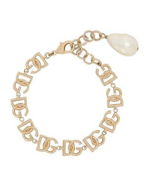 Dolce & Gabbana Metallic Link Bracelet With Multiple Dg Logo