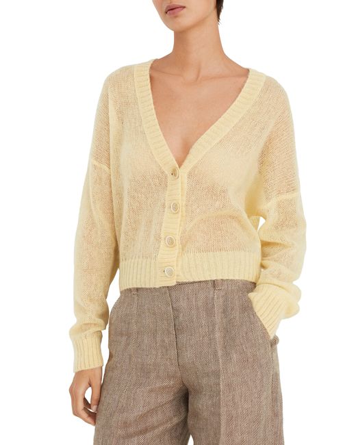 Brunello Cucinelli Yellow Mohair And Wool Cardigan