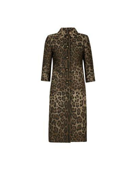 Dolce & Gabbana Green Single-Breasted Wool Jacquard Coat