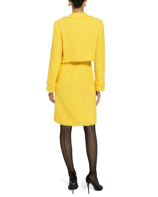 Dolce & Gabbana Yellow Short Raschel Tweed Jacket