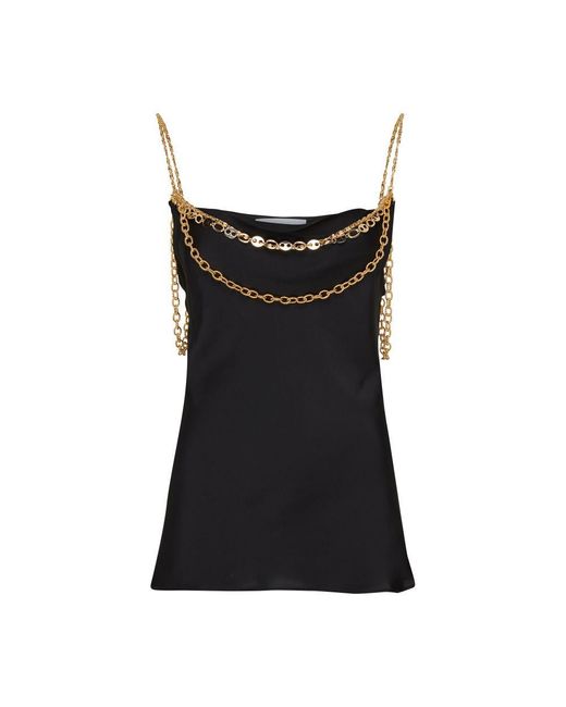 Rabanne Black Top Embellished With The "Eight" Signature Chain