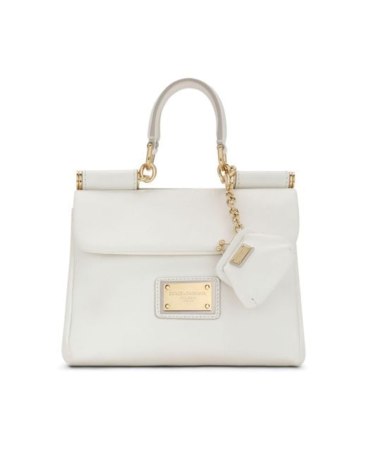 Dolce & Gabbana White Small Calfskin Sicily Soft Bag