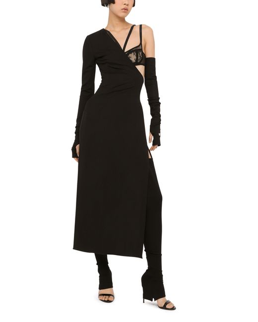 Dolce & Gabbana Black One-Shoulder Jersey Dress