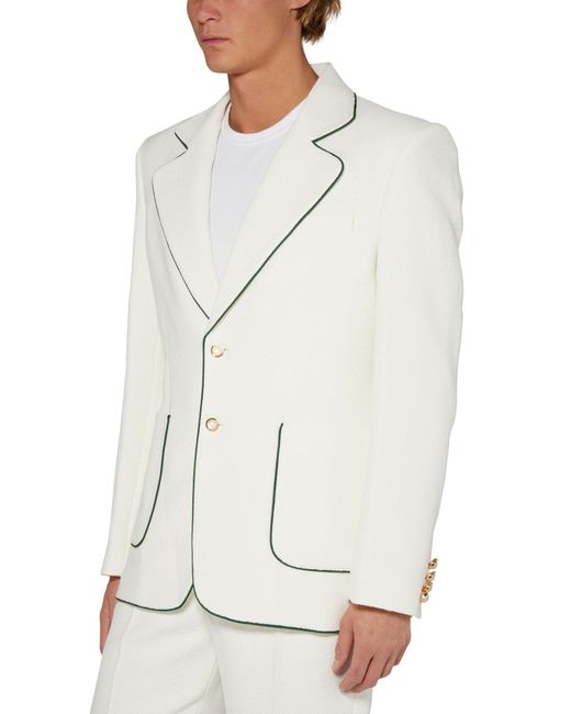 Casablancabrand White Tennis Single Breasted Jacket for men