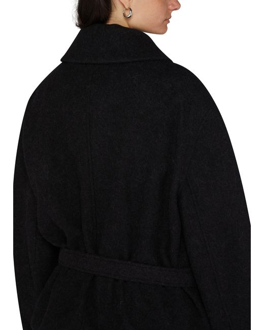 Lemaire Short Asymmetrical Bathrobe Coat in Black | Lyst