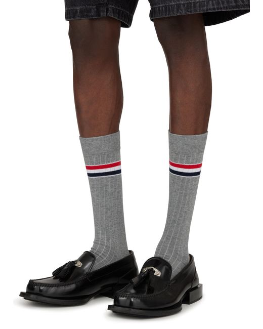 Thom Browne Gray Striped Socks for men