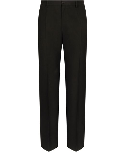 Dolce & Gabbana Black Straight-Leg Wool Pants for men