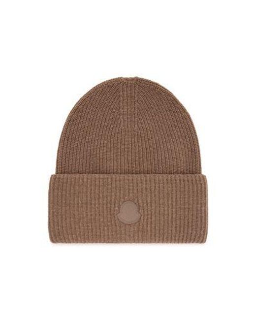 Moncler Brown Beanie With Logo