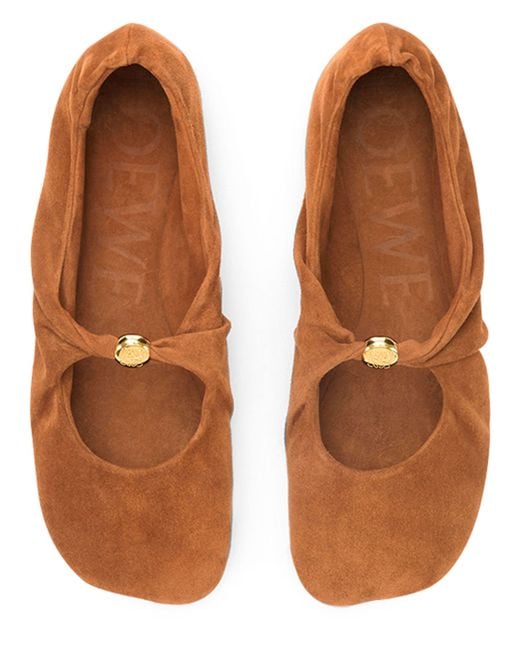 Loewe Brown Pebble Soft Ballet Flats