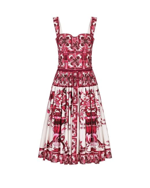 Dolce & Gabbana Red Bustier Midi Dress