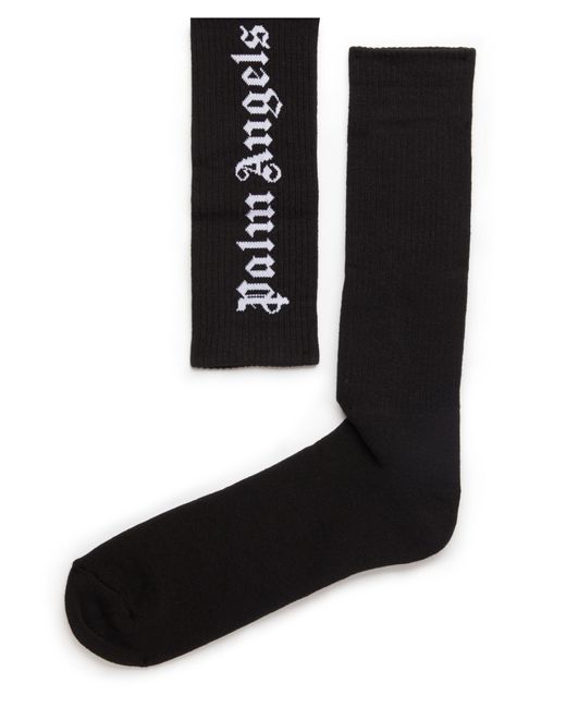 Palm Angels Black Classic Logo Socks for men