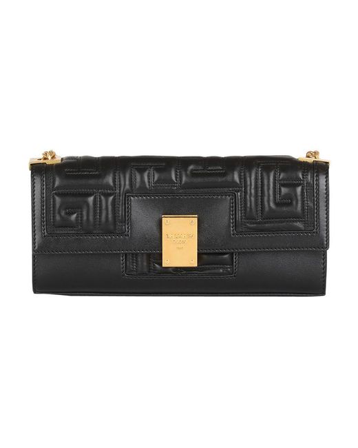 Balmain Black Quilted Leather 1945 Clutch Bag