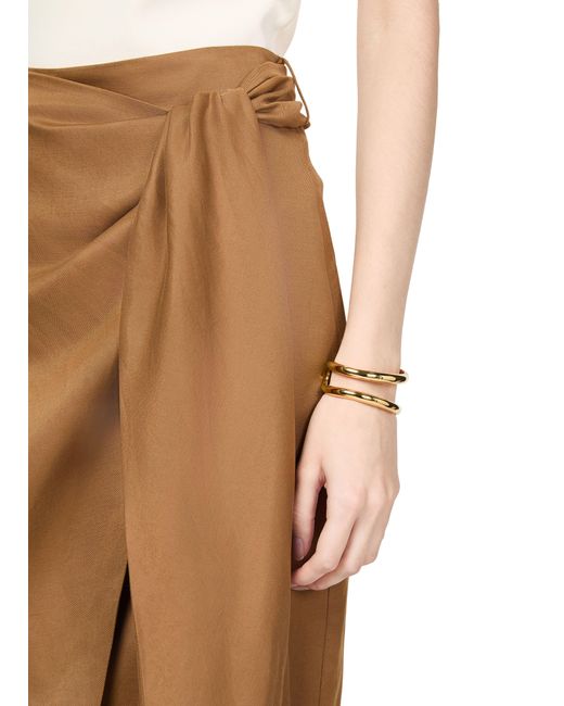 Jupe Midi Drapée En Lin Et En Soie Tequila Max Mara en coloris Brown