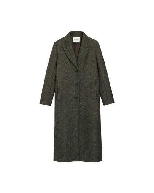 Claudie Pierlot Green Two-tone Mid-length Straight Coat