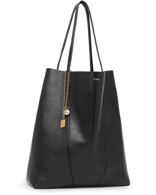Chloé Black Cabas-Tasche Aus Genarbtem Leder Spin