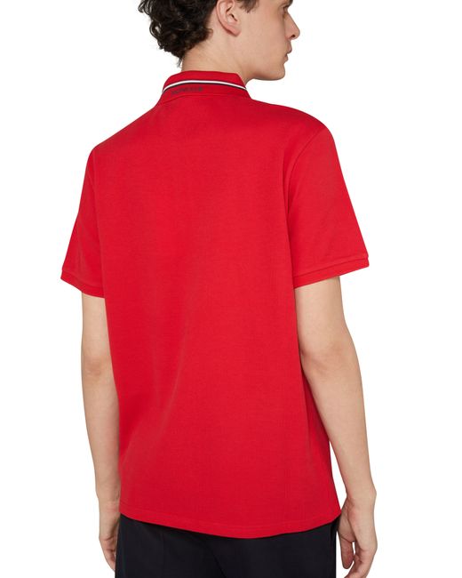 Moncler Red Short-Sleeved Polo Shirt With Logo for men