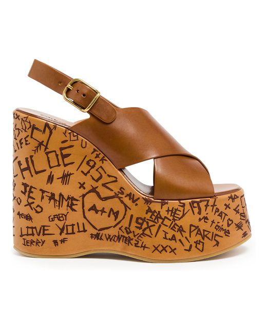 Chloé Brown Sandalen Mit Keilabsatz Maxime 130