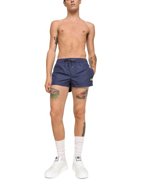 Dolce & Gabbana Blue Short Swim Trunks With Branded Tag for men