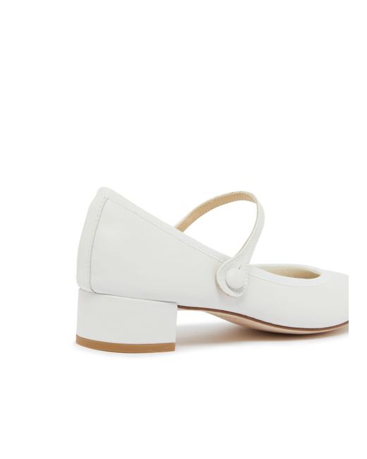 Repetto White Rose Mary Jane Shoes
