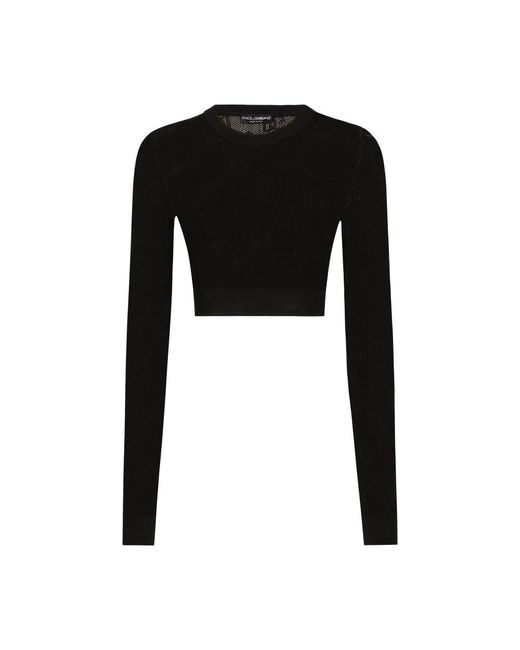 Dolce & Gabbana Black Cropped Viscose Sweater