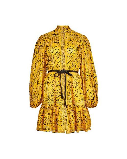 Zimmermann Yellow Lulu Drop Waist Mini Dress