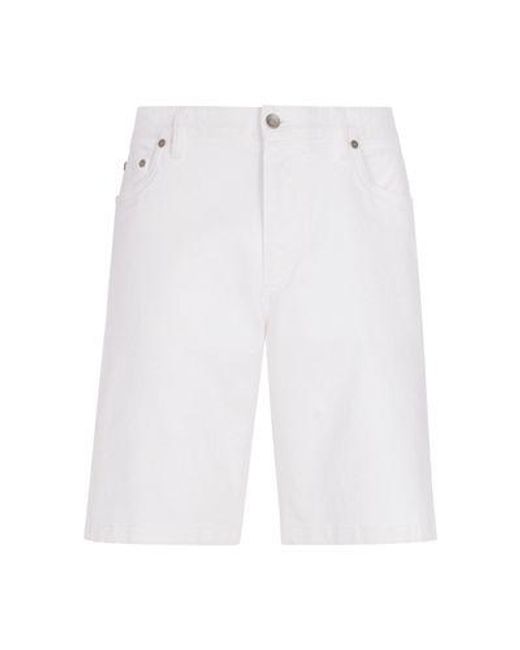 Dolce & Gabbana White Stretch Denim Shorts for men