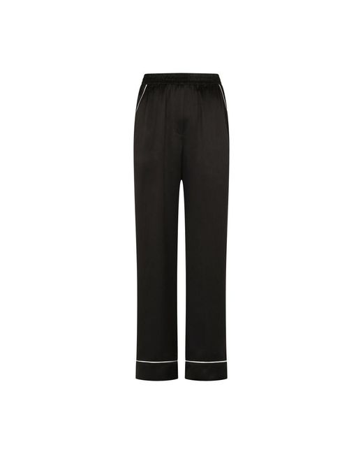 Dolce & Gabbana Black Satin Pajama Pants With Piping