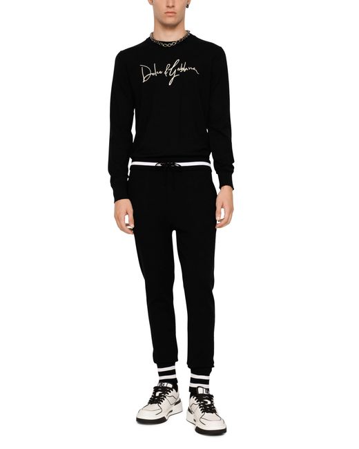 Dolce & Gabbana Jogginghose aus Wolle mit Stickerei in Black für Herren