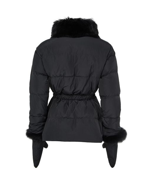 Yves Salomon Black Puffer Jacket With A Fox Fur Collar