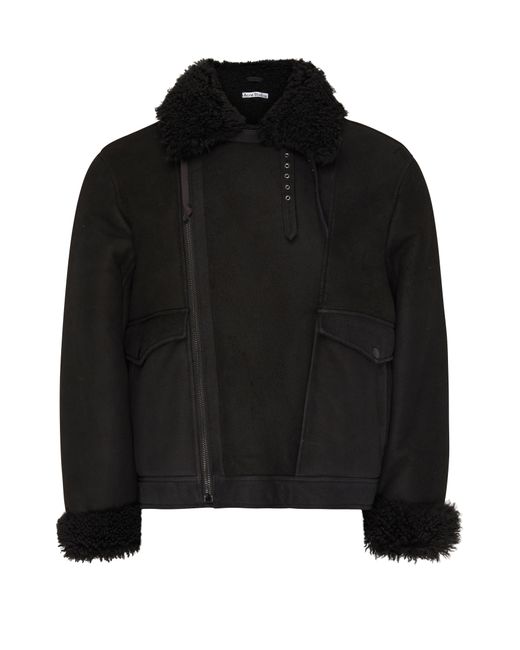 Acne Black Leather Jacket for men